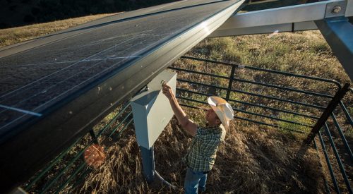 Unlocking the automated controls for the photovoltaic solar cells and well pump, Ned Wood began a life long dream of ranching in 2009, and on Friday, July 24, 2015, he now leads a thriving family business that has endured and will improve the lives of hundreds of his cows, calves and yearlings that graze the approximately 4,000 acres of drought stricken range land in the 6,255 acre East Bay Regional Park Districts Briones Regional Park (http://www.ebparks.org/parks/briones) in Contra Costa County, CA. In 2013, the drought began to dry a vast majority of the man-made ponds and more would no longer hold drinkable water for his cattle.  His decision to cull some of his cattle was incentive enough to seek new ideas and solutions. He went to the USDA NRCS Service Center in Concord, CA for help and received it from District Conservationist Hilary Phillips. The USDA solution, in collaboration with the East Bay Regional Park District (EBRPD), was to tap into a well resource on recently acquired EBRPD property at the edge of the park. The remote location made use of photovoltaic solar panels to power well pumps that draw ground water from hundreds of feet below the surface.  The current drought has been hard on the land, hard on the cattle and challenging on the financial health of our family business, says Ned Wood, on the grass lands of expressing sentiments shared by hundreds of California ranchers. Wood, a rancher in the Bay area just east of San Francisco, has unique local conditions that compound the challenging drought conditions.   Where my family and I ranch in the Bay Area, much of the rangeland has public access and requires the land to be managed differently than private lands, Wood says. To accommodate this unique intermingling of ranching and public recreating, Wood has developed lines of cattle unlike most in the country. They have to be well-suited not only for our geographic region but they also need to have the disposition to graze w